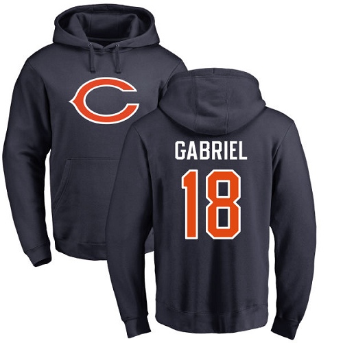 Chicago Bears Men Navy Blue Taylor Gabriel Name and Number Logo NFL Football 18 Pullover Hoodie Sweatshirts